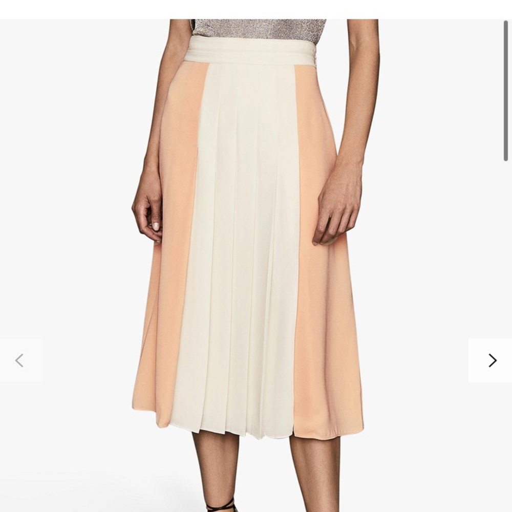 Reiss Abigail Colour Block Midi Pleated Skirt